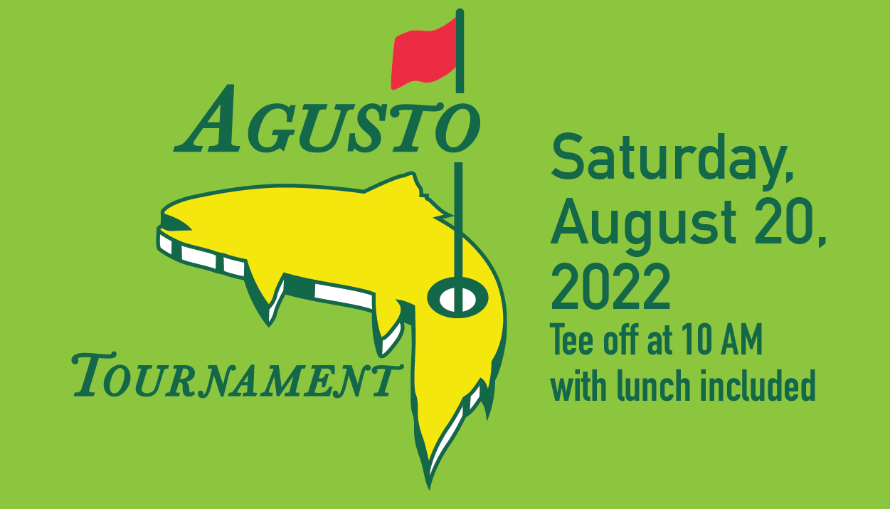 Agusto Tournament Header with image of salmon on orange background
